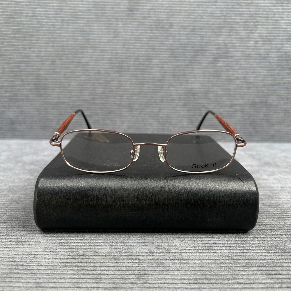 Stick it Oval Copper Metal Y2kEyeglasses Wood Grain Temples C.2 48-21-140